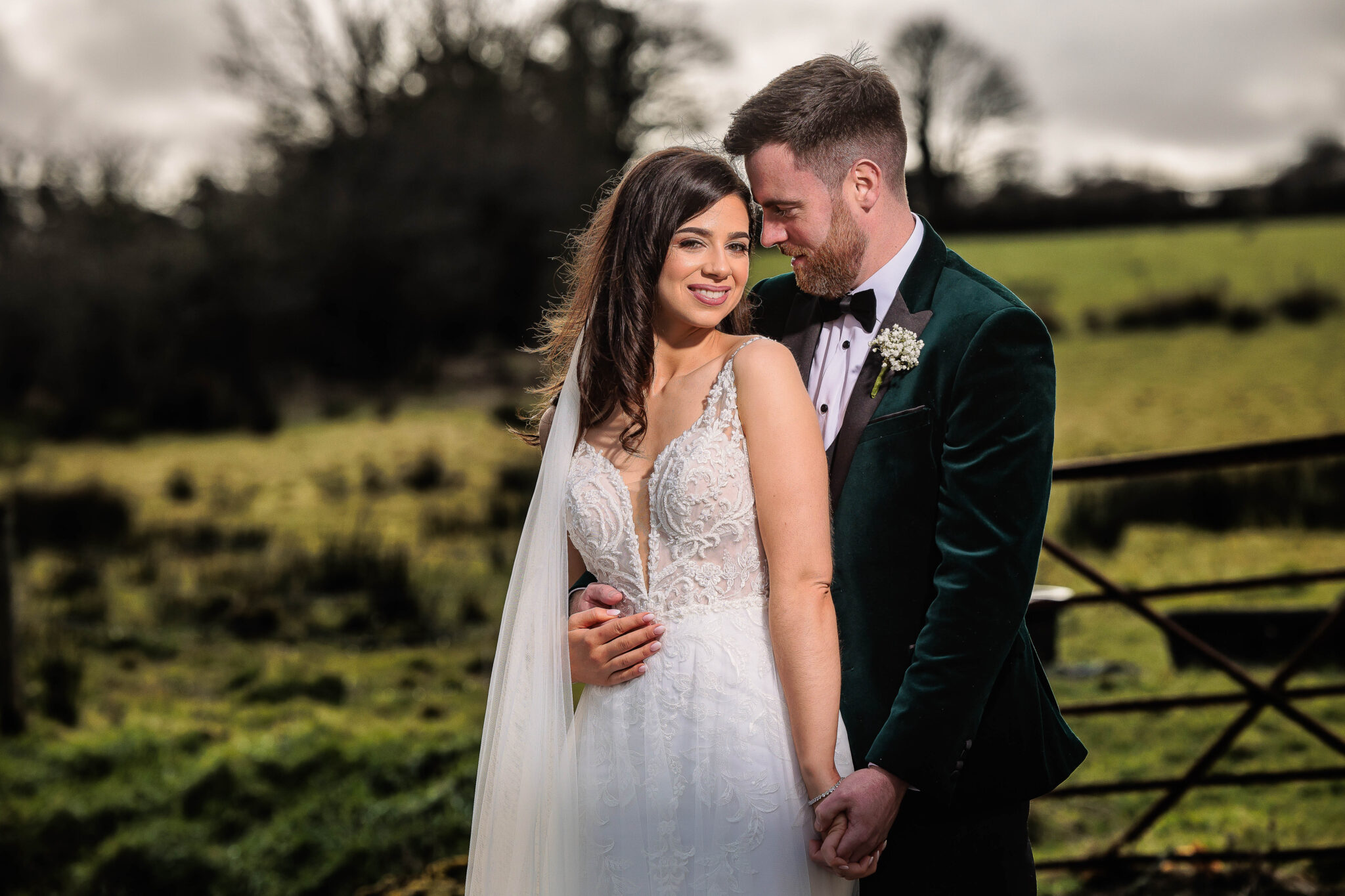 Bridal Hollywood Wave, Cream Vintage Car, Light Green Bridemaid Dress, Rustic Farm Photography, Rustic Wedding Photography, Sligo Park Hotel Wedding