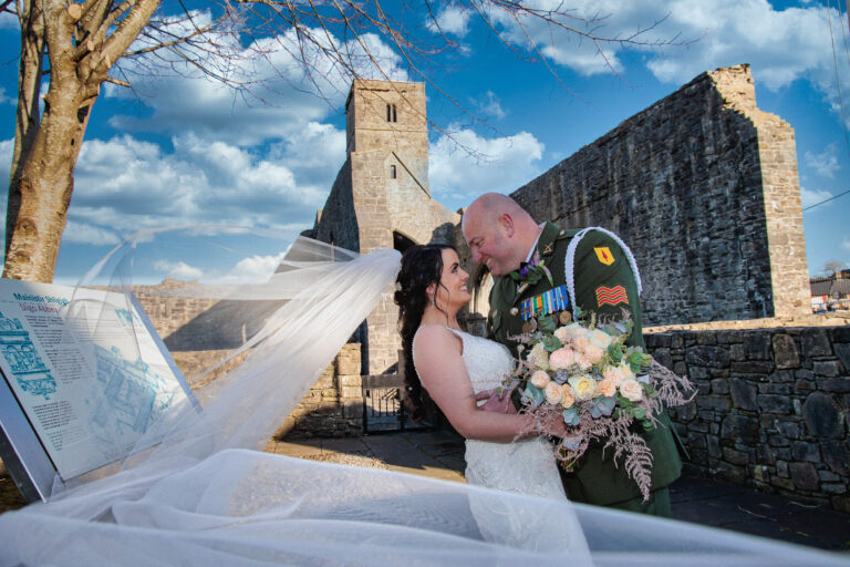 2022 Wedding, Army Groom, Pink Bridesmaid Dresses, Radisson Sligo, Sligo Abbey, Sligo Cathedral, Sligo Wedding, Spring Wedding, Wedding, White Feather Bridal Gown