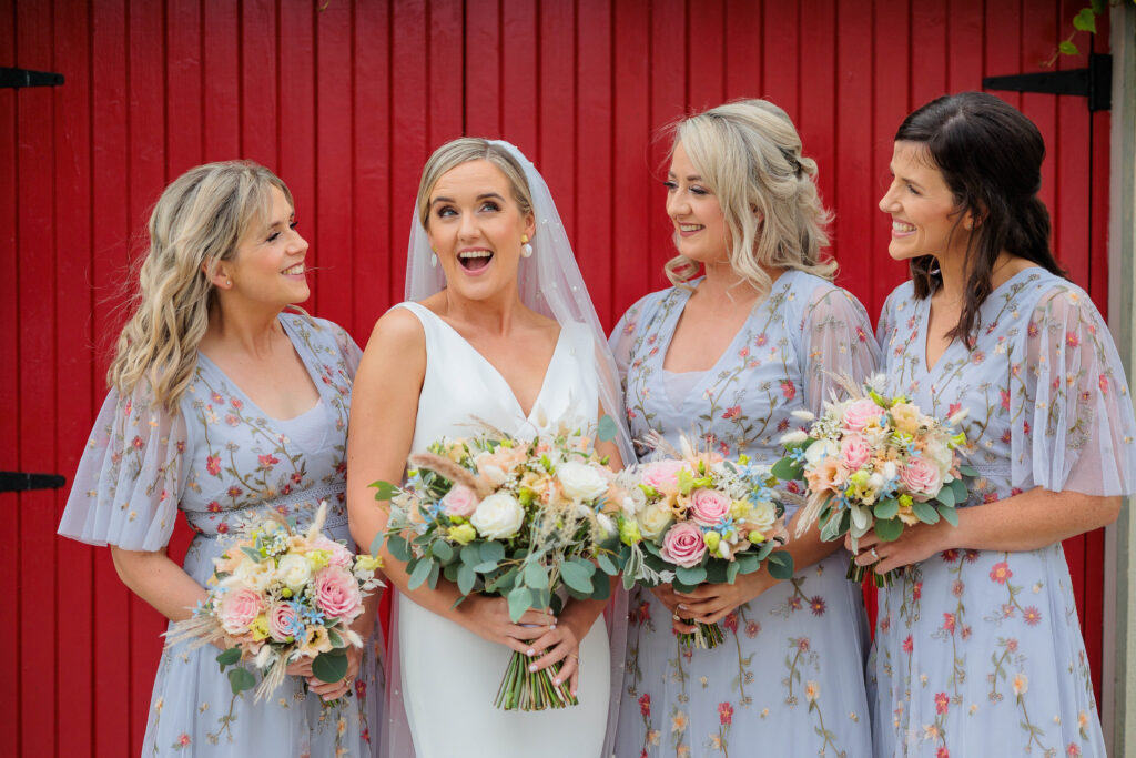 2022 bride, Wedding, bespoke venue, church ceremony, classic cars, floral bridesmaid dress