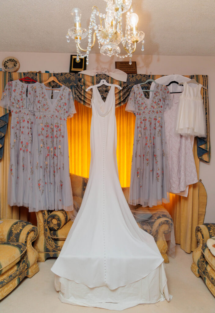 2022 bride, Wedding, bespoke venue, church ceremony, classic cars, floral bridesmaid dress