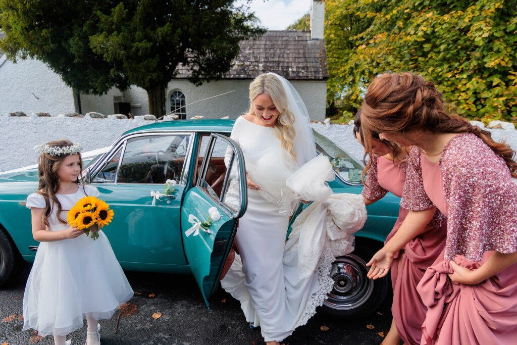 Pink Bridesmaid Dresses, autumn wedding, bridal suite, church ceremony, classic cars, fireworks, louis vuitton, manola blahniks, sparklers, vintage bus