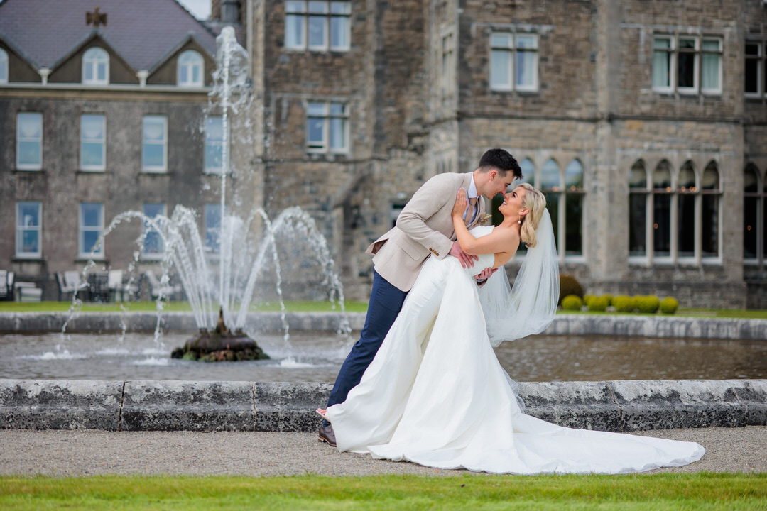 The fountain at Ashford Castle where we took Rosie and Brendan for creatives on their wedding day