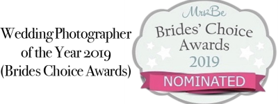 Nominated in the 2019 Bride's choice awards by Mrs2Be for Wedding Photography